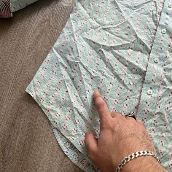 Robert Graham Shirt Men Small Blue Red Long Sleeve Button Down Cross Church - Picture 12 of 12